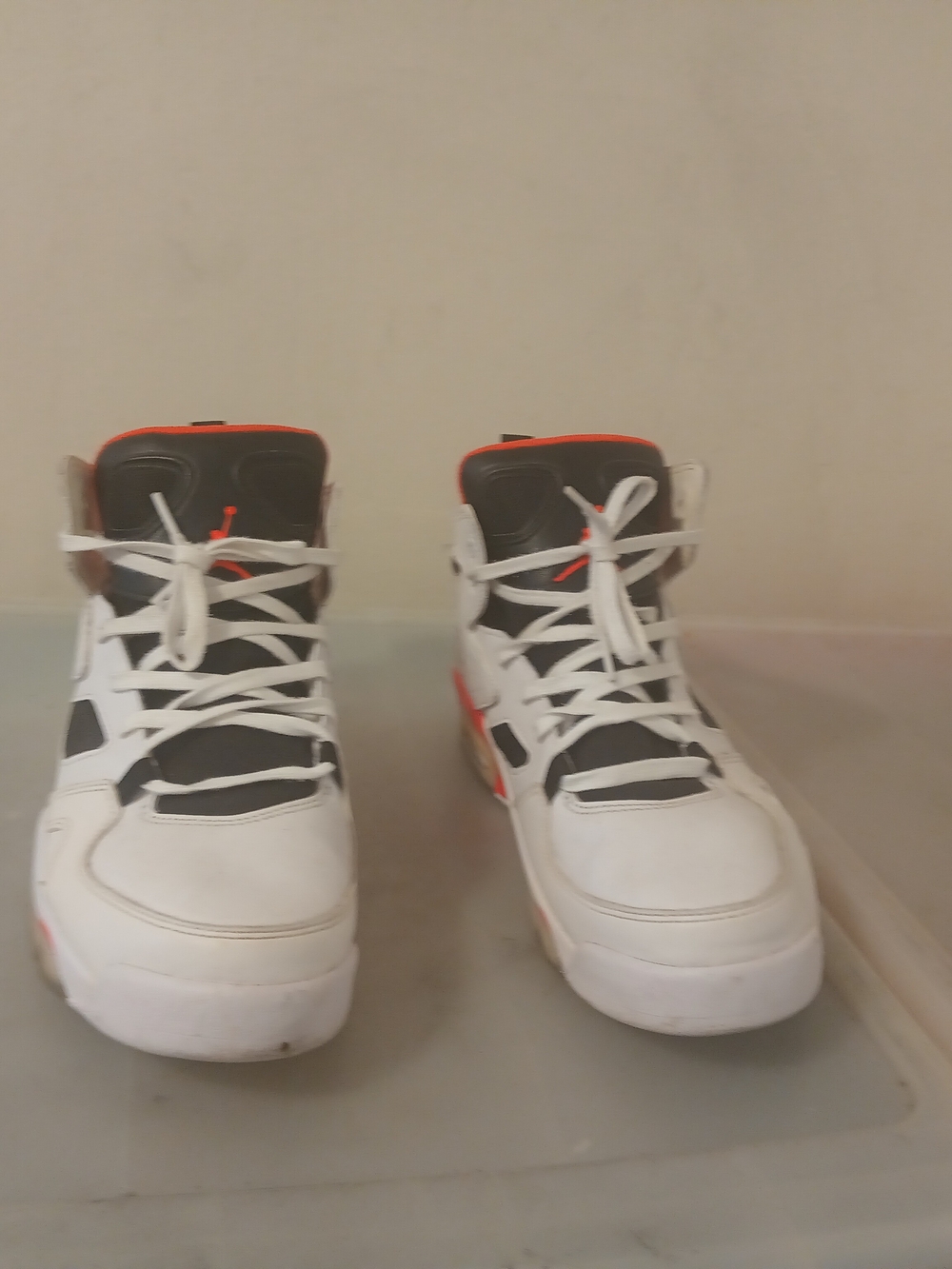 Jordan  White Black Orange High-Top Sneakers